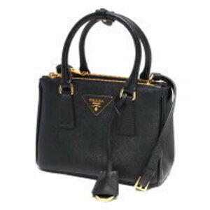 Prada Saffiano Lux 2way Shoulder Bag Triangle Logo Plate Black